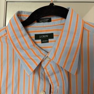 LARGE | J Crew | orange and blue striped button up 100% cotton dress shirt